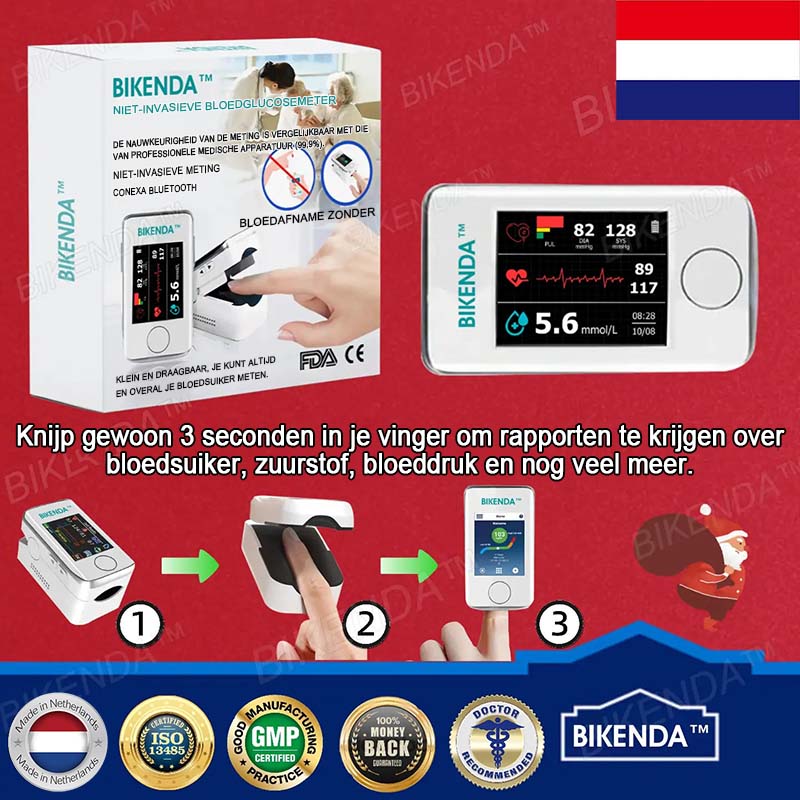 【OFFICIËLE STORE】Bikenda™ Niet-Invasieve Bloedglucosemeter + Exclusief Geschenk [99,9% Nauwkeurigheid] 🏆 - Aanbevolen door A.M.A.