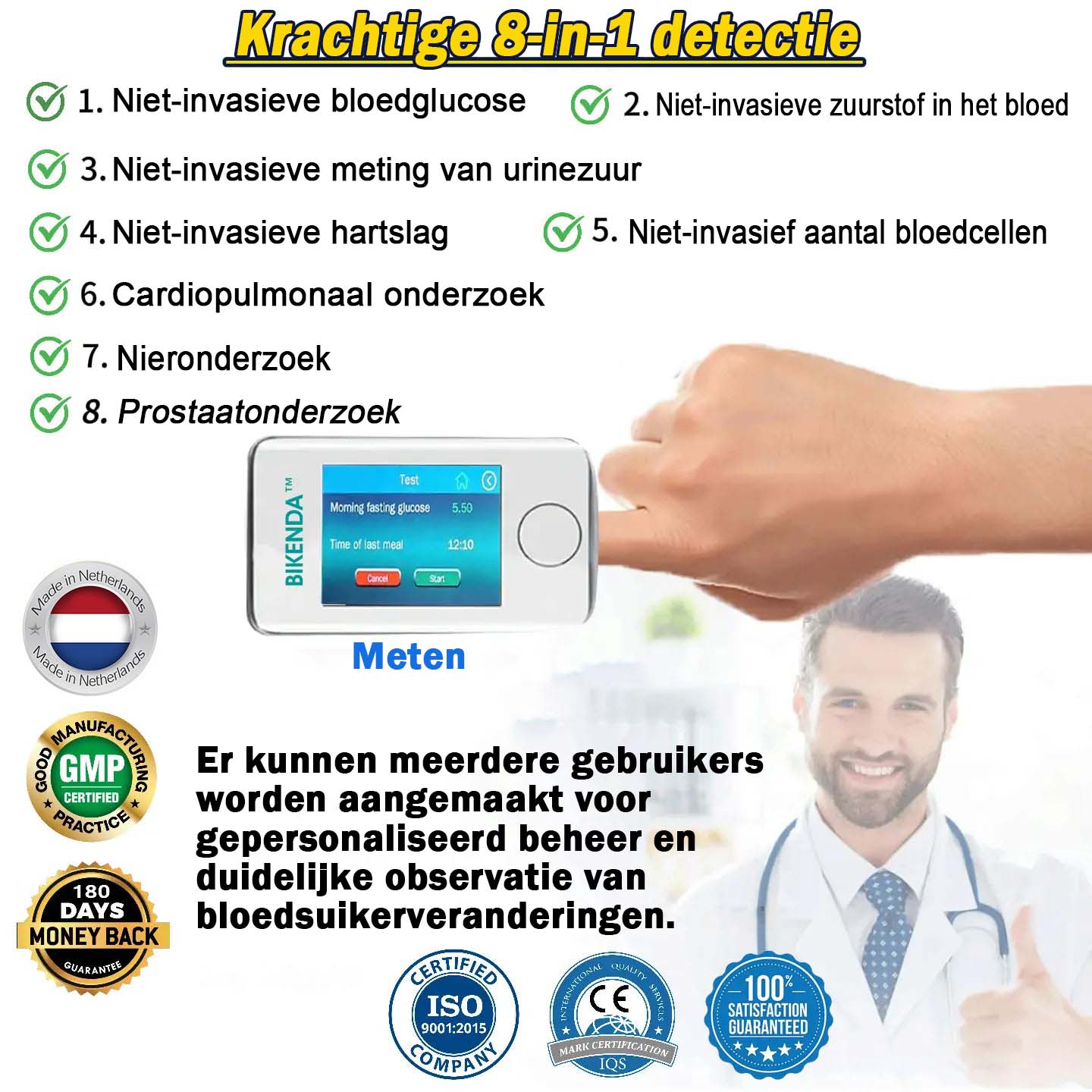 【OFFICIËLE STORE】Bikenda™ Niet-Invasieve Bloedglucosemeter + Exclusief Geschenk [99,9% Nauwkeurigheid] 🏆 - Aanbevolen door A.M.A.
