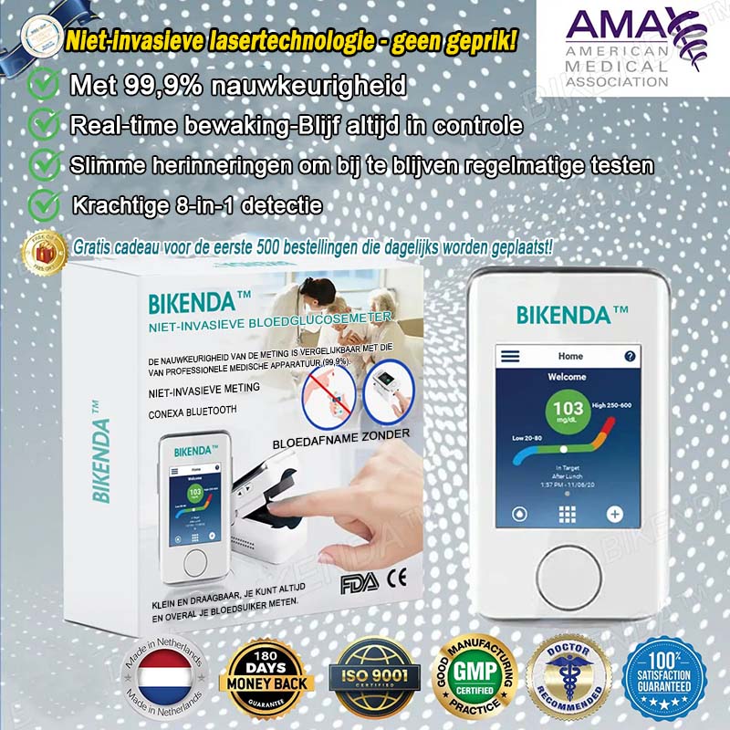 【OFFICIËLE STORE】Bikenda™ Niet-Invasieve Bloedglucosemeter + Exclusief Geschenk [99,9% Nauwkeurigheid] 🏆 - Aanbevolen door A.M.A.