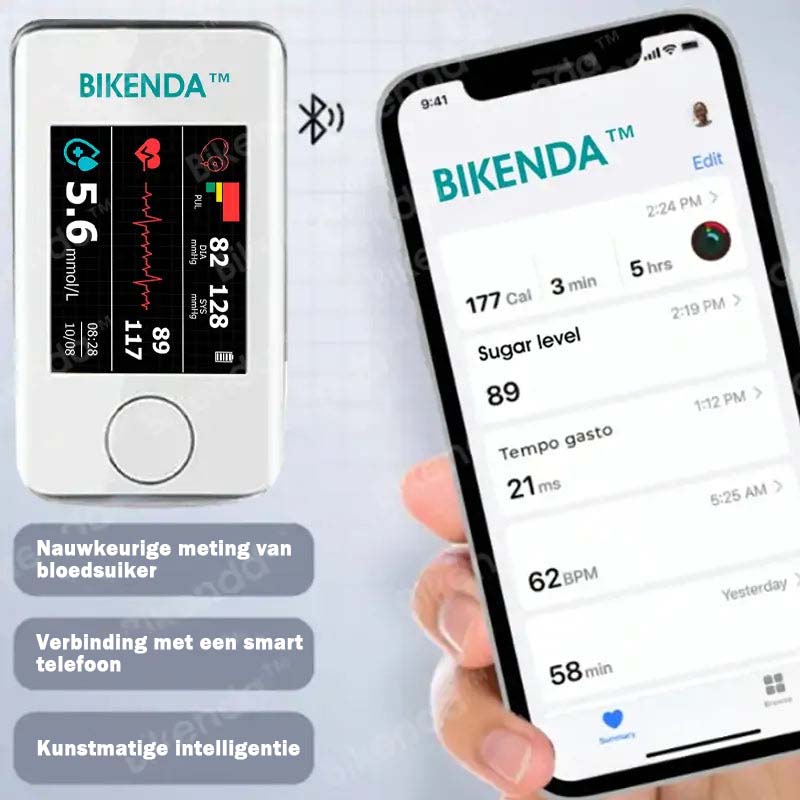 【OFFICIËLE STORE】Bikenda™ Niet-Invasieve Bloedglucosemeter + Exclusief Geschenk [99,9% Nauwkeurigheid] 🏆 - Aanbevolen door A.M.A.