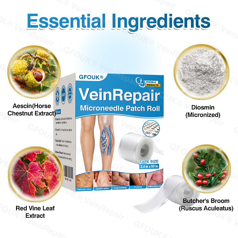 🇨🇦🏆🏃‍♀️GFOUK® VeinRepair Microneedle Patch Roll⚡Instant Relief, Long-Term Results
